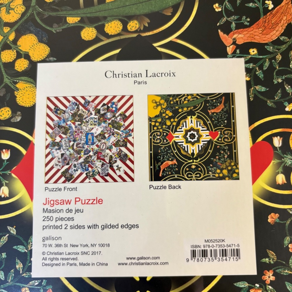 Christian Lacroix Maison de Jeu 250 Piece 2 Sided Gilded Edge Jigsaw Puzzle NEW - Picture 3 of 7
